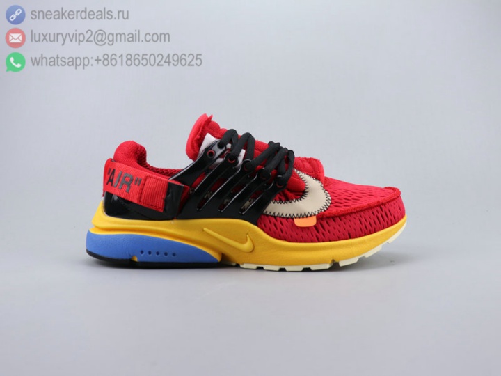 OFF-WHITE X NIKE AIR PRESTO RED BLACK YELLOW BLUE FABRIC UNISEX RUNNING SHOES